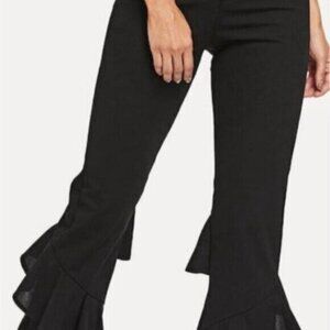 NEW Yvonne women's small black Boutique tiered ruffled pants MSRP $98.